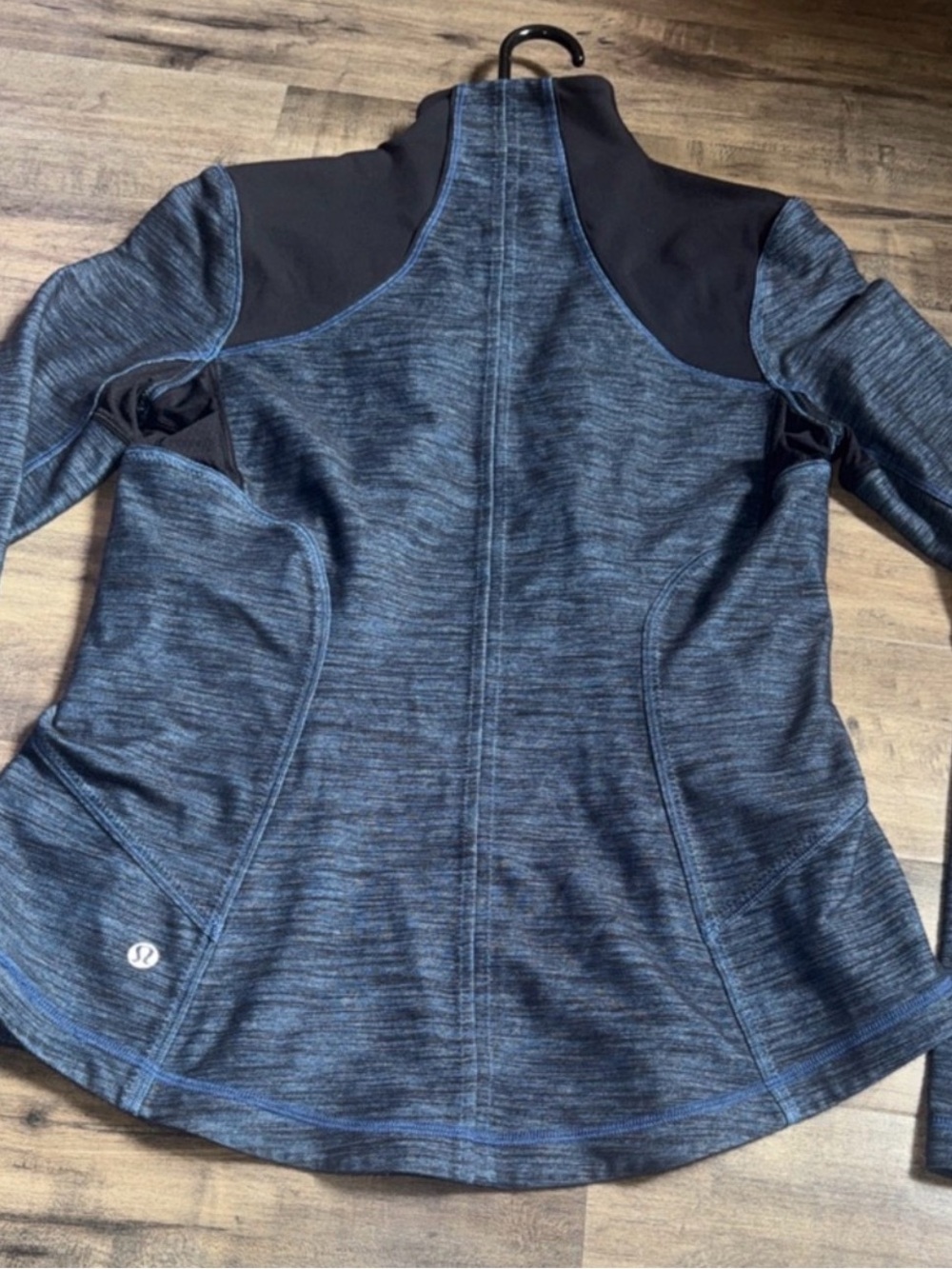 Lululemon Define Jacket Luon Heathered Blue Black Paneled Size 8 Fitted - Picture 11 of 12